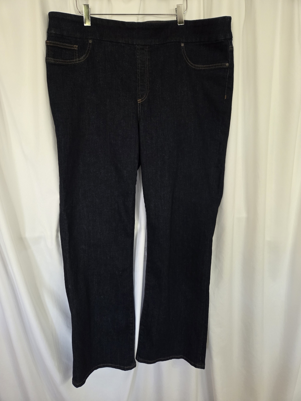 Chico's Dark Slim Boot Pull On Denim Jeans Size 16R - Picture 3 of 7